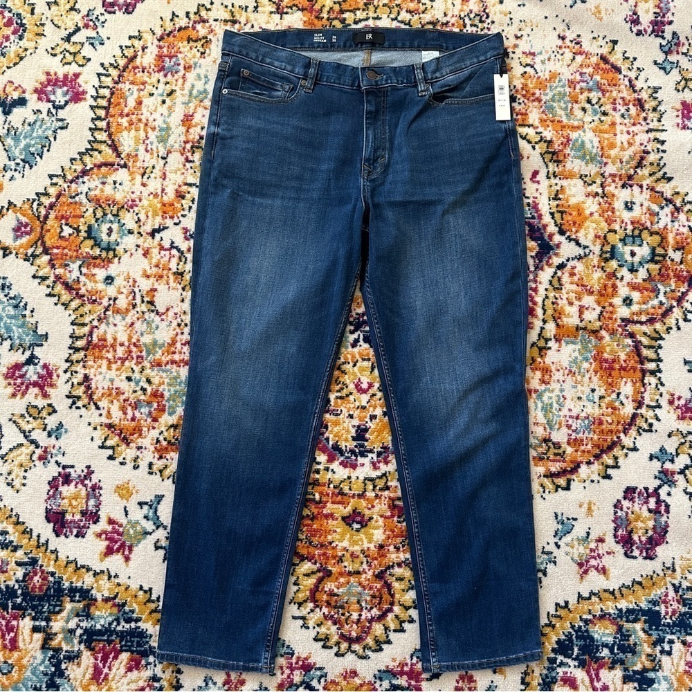 Banana Republic Slim Luxe Traveler Jeans in Washed Indigo 38x30